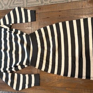 Striped Black and Cream Skirt Set